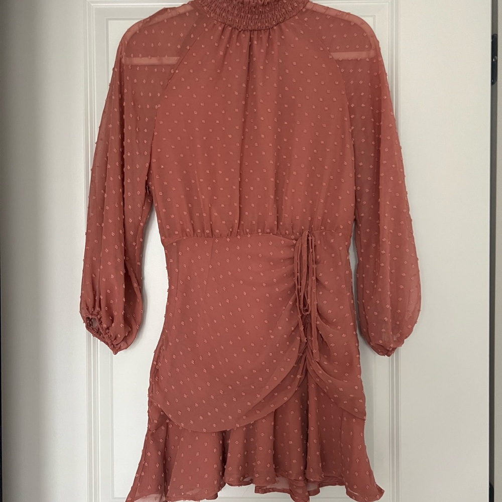 SHEIN Pink Asymmetrical Long Sleeve Sundress